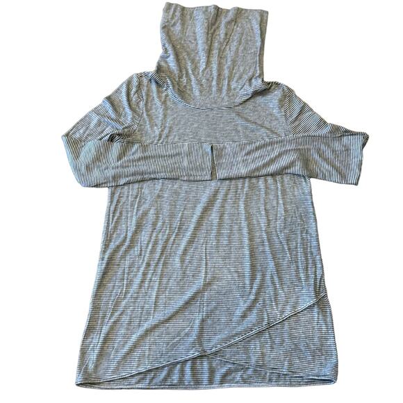 LOFT Women's Striped Cowl Neck Tunic Gray Black Size M - Picture 1 of 7